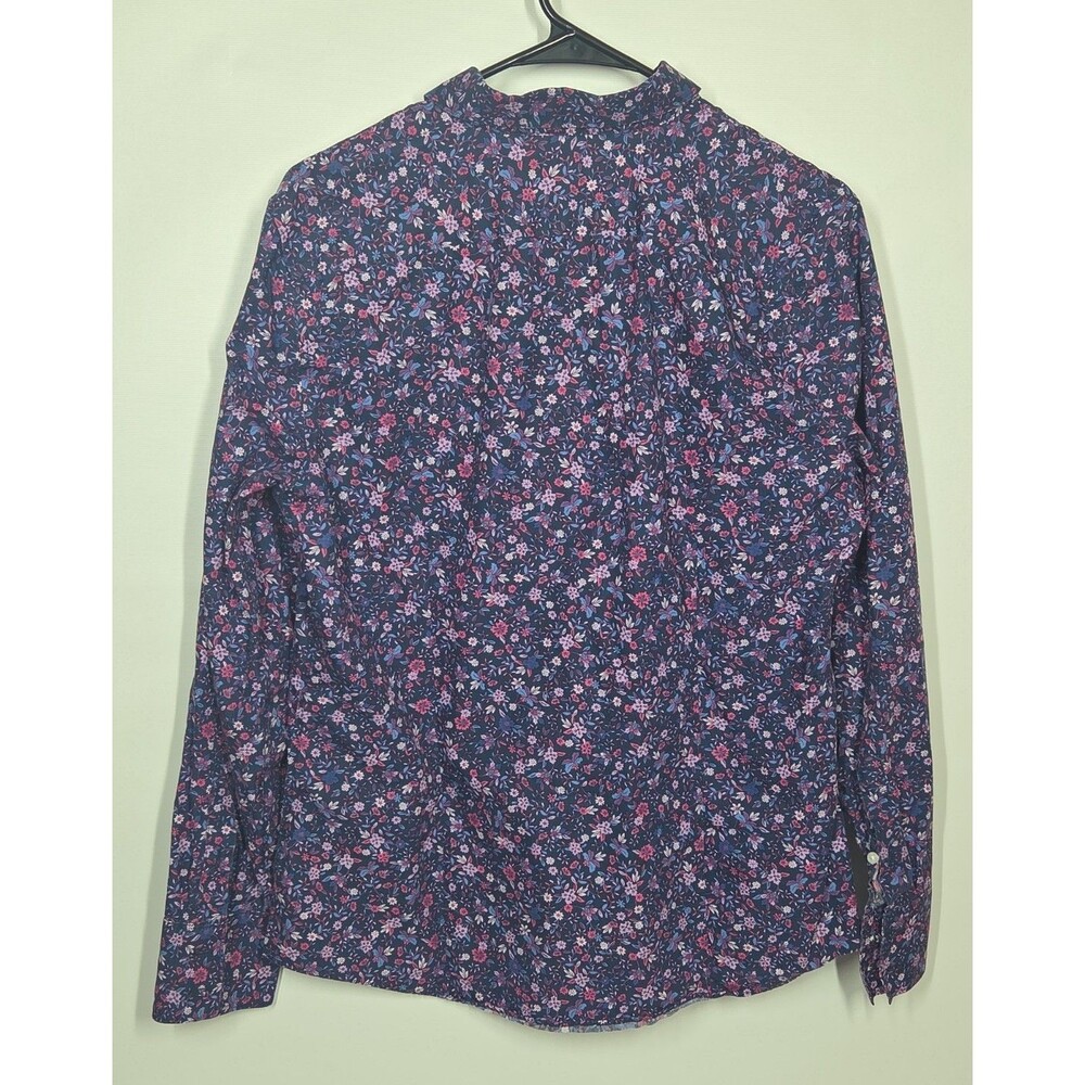 Lands' End Womens Supima Cotton Button Down Shirt 14 Floral Ditsy No Iron Casual - Picture 2 of 10